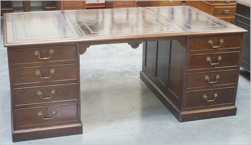 1026 Antique Large Mahogany Partners Desk (1)